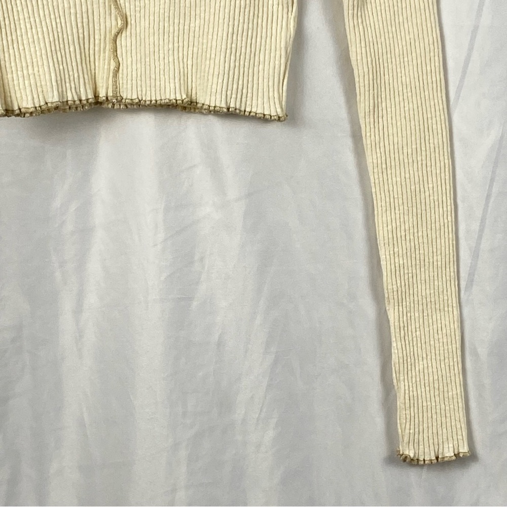 O’Neill Cream Ribbed Y2K Long Sleeve Cropped Top Size Small - Picture 7 of 16